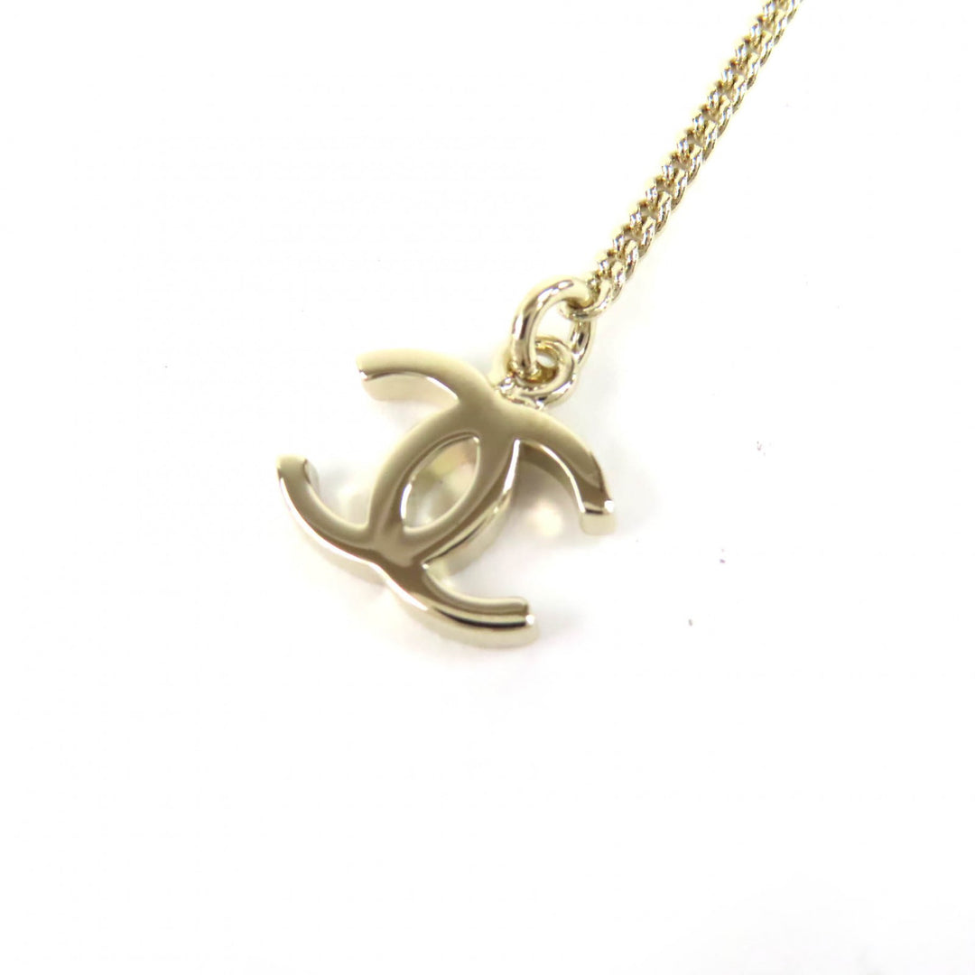 Excellent CHANEL Necklace Bambi COCO Mark Rhinestone Faux Pearl gold Women