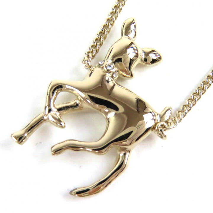 Excellent CHANEL Necklace Bambi COCO Mark Rhinestone Faux Pearl gold Women