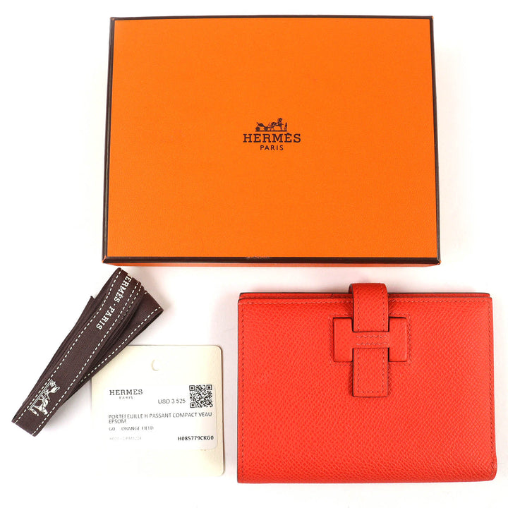 Great HERMES Bifold Wallet New H Passant Compactwallet Epsom Leather H085779CKG0