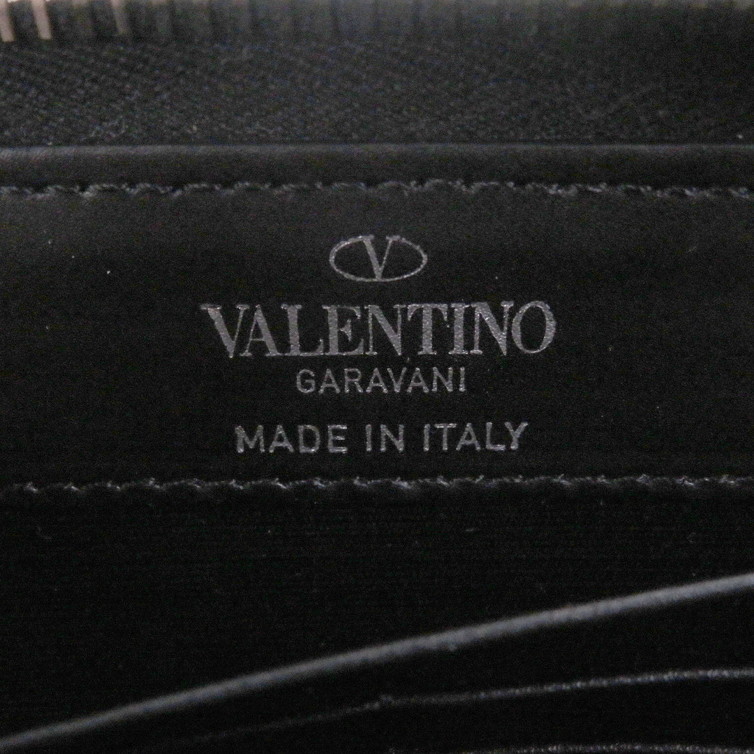 Excellent Valentino Garavani Purse VLTN logo with rock studs Zip Around black