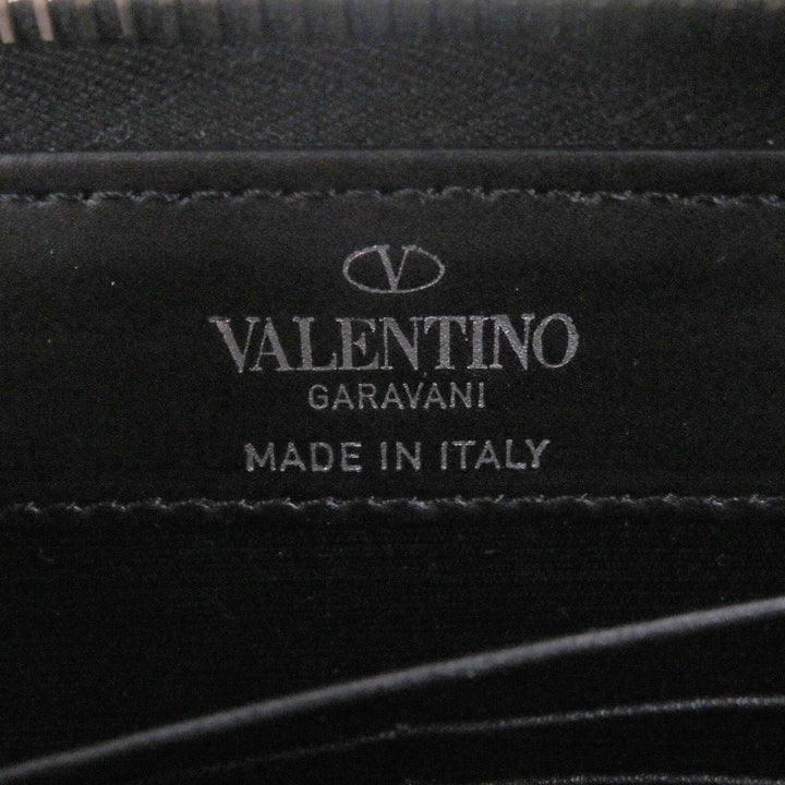 Excellent Valentino Garavani Purse VLTN logo with rock studs Zip Around black