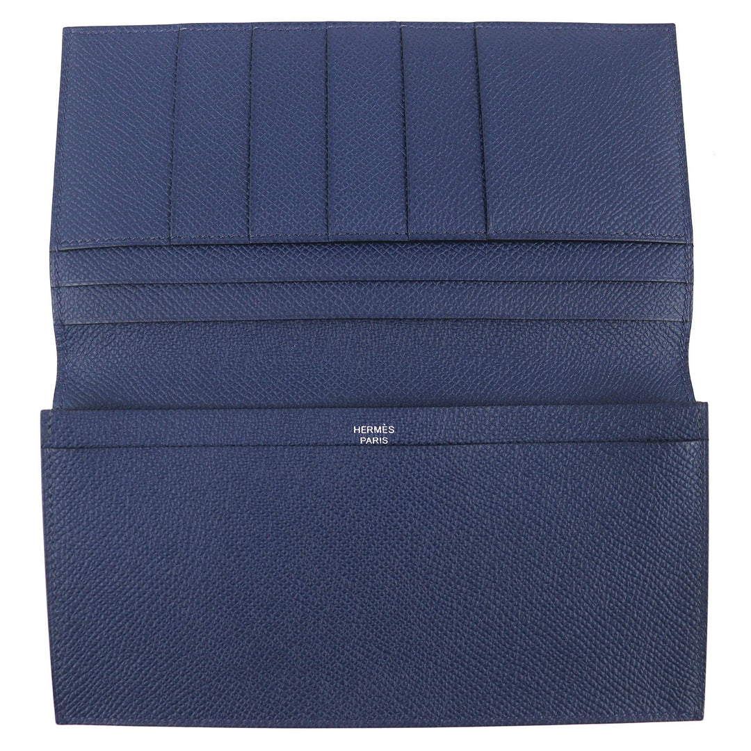 Great HERMES Bifold Wallet MC2 Fleming Bifold Wallet Purse Navy Epsom Leather