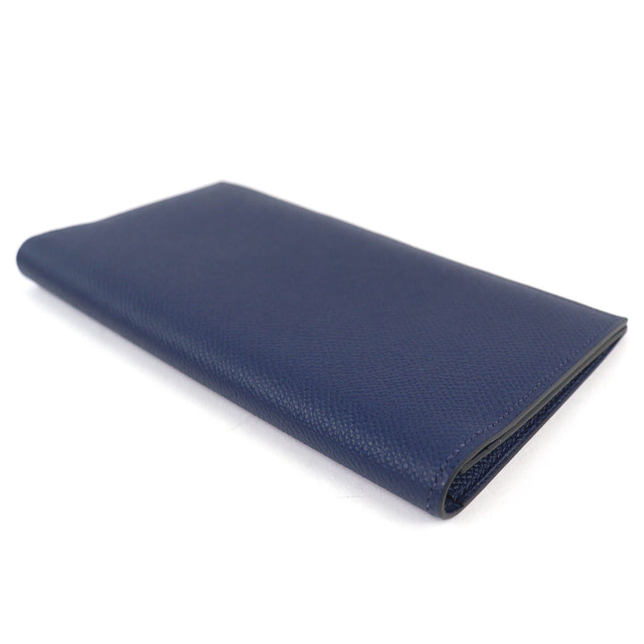 Great HERMES Bifold Wallet MC2 Fleming Bifold Wallet Purse Navy Epsom Leather