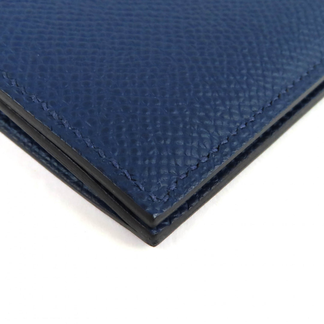 Great HERMES Bifold Wallet MC2 Fleming Bifold Wallet Purse Navy Epsom Leather
