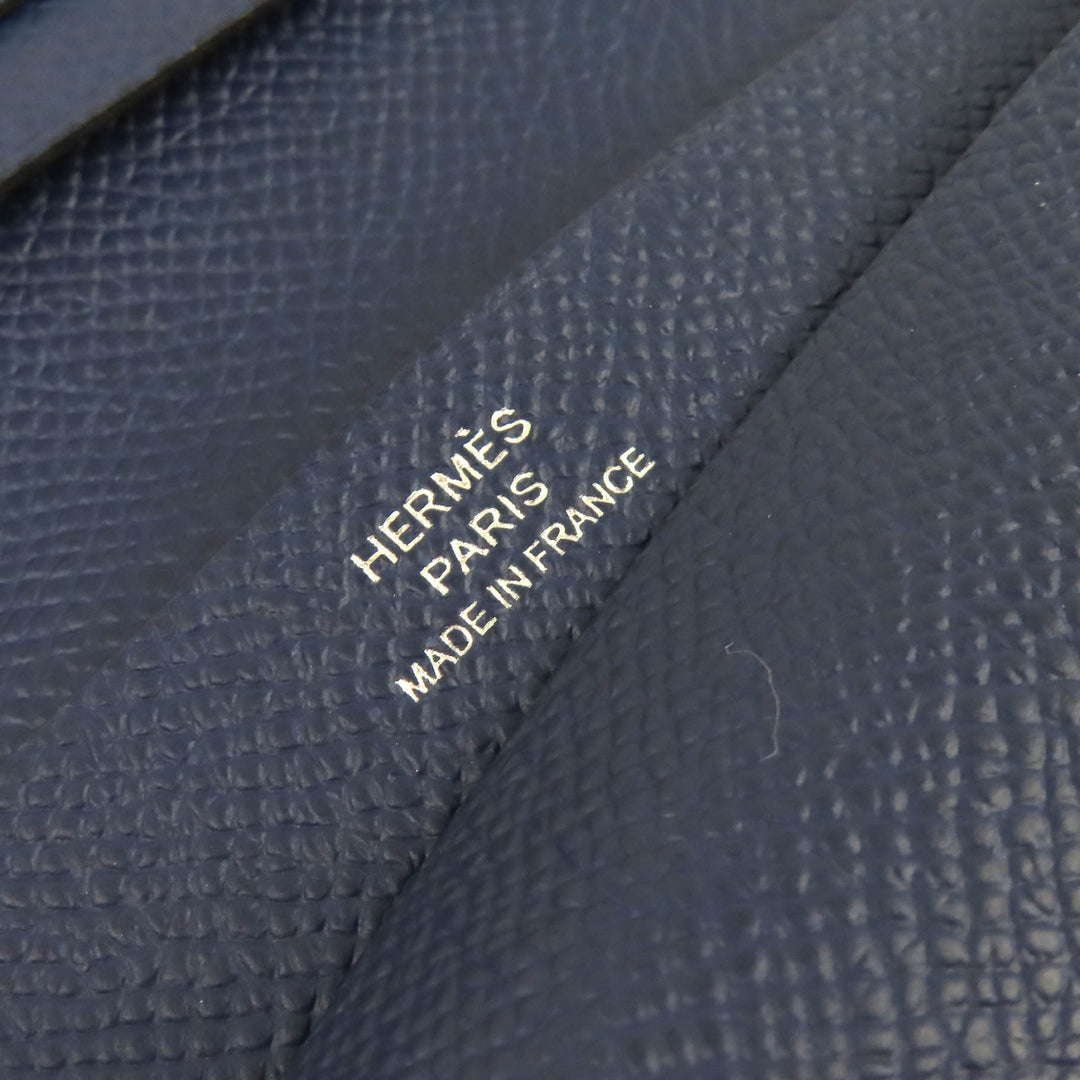 Great HERMES Bifold Wallet MC2 Fleming Bifold Wallet Purse Navy Epsom Leather