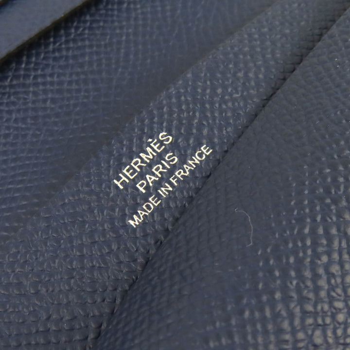 Great HERMES Bifold Wallet MC2 Fleming Bifold Wallet Purse Navy Epsom Leather