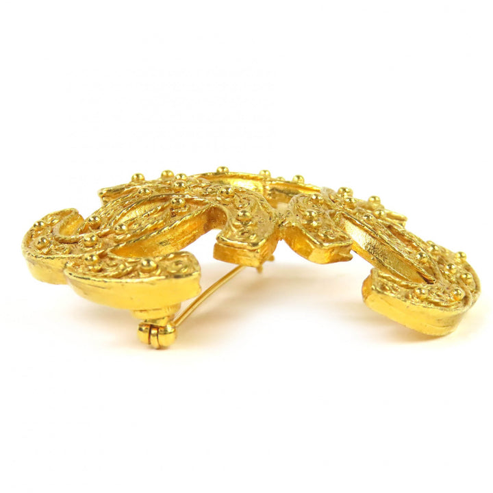 Excellent CHANEL Brooch Triple COCO Mark Brooch Large Size gold Women 94A