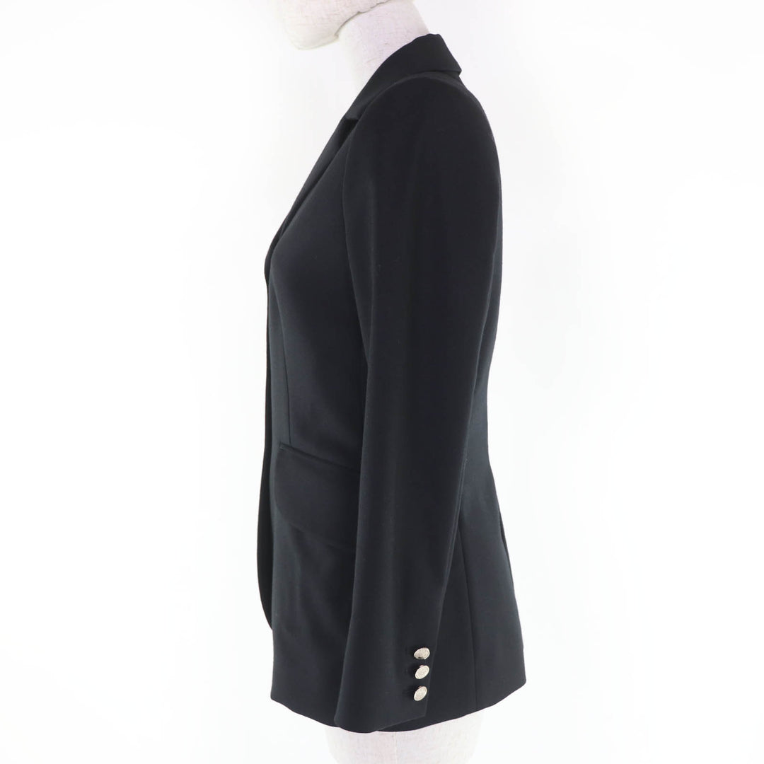 Great HERMES tailored jacket Logo button black wool Women 36