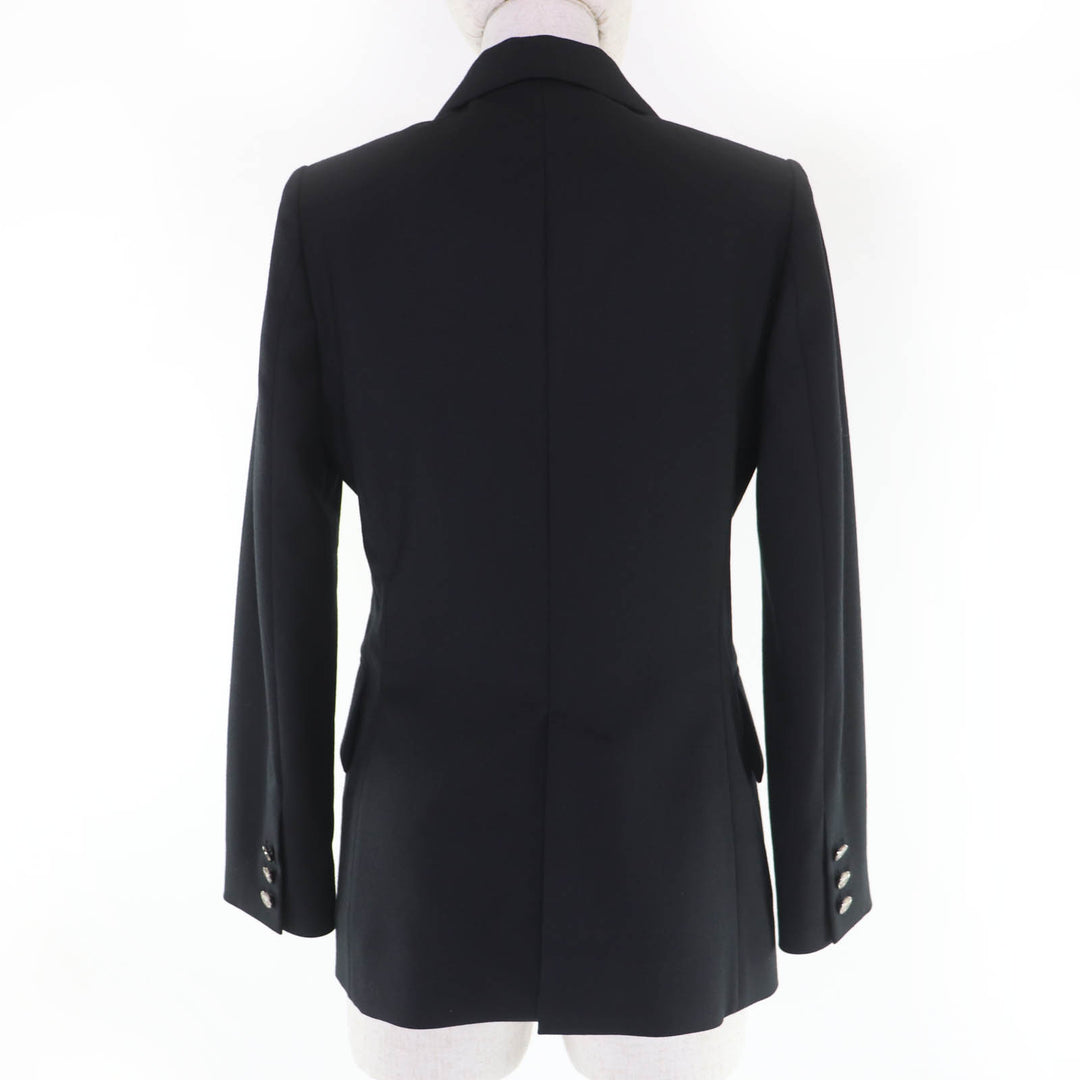 Great HERMES tailored jacket Logo button black wool Women 36