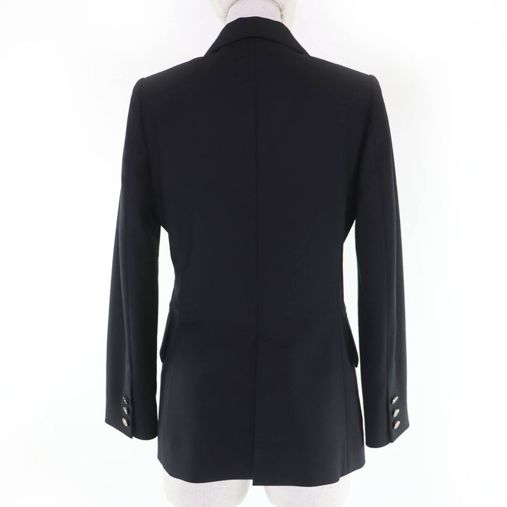 Great HERMES tailored jacket Logo button black wool Women 36