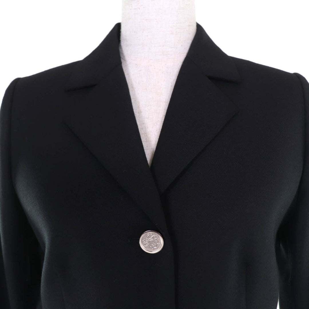 Great HERMES tailored jacket Logo button black wool Women 36
