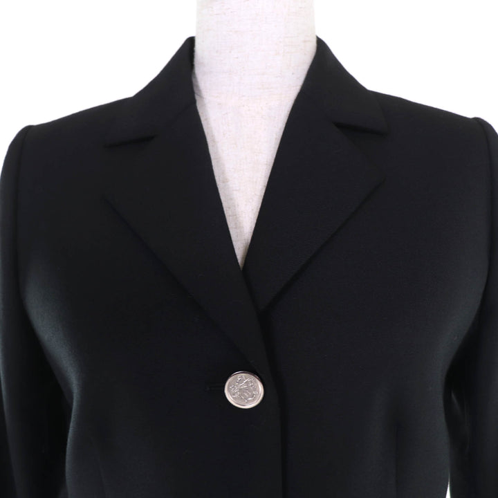 Great HERMES tailored jacket Logo button black wool Women 36