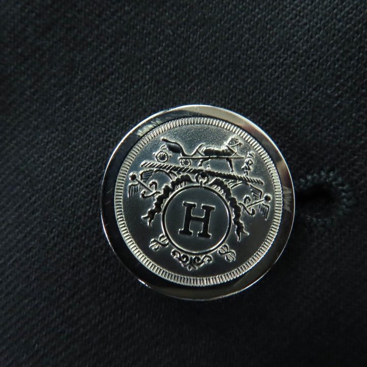 Great HERMES tailored jacket Logo button black wool Women 36