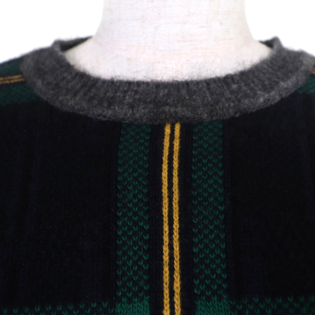 Great CELINE knit Cashmere Blend Phoebe Check Pattern Long Sleeve S 2 3N94/3594