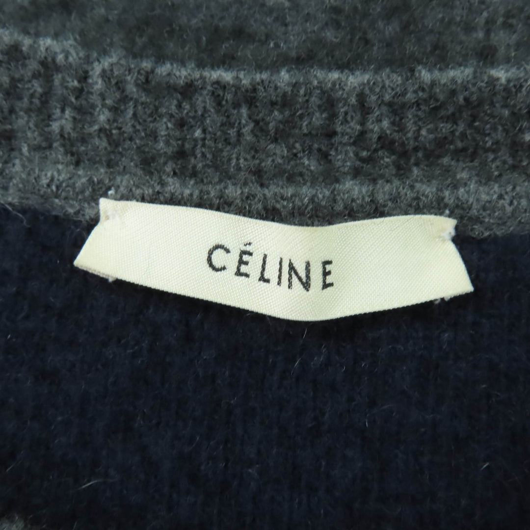 Great CELINE knit Cashmere Blend Phoebe Check Pattern Long Sleeve S 2 3N94/3594