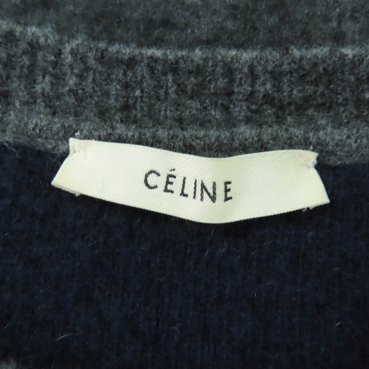 Great CELINE knit Cashmere Blend Phoebe Check Pattern Long Sleeve S 2 3N94/3594