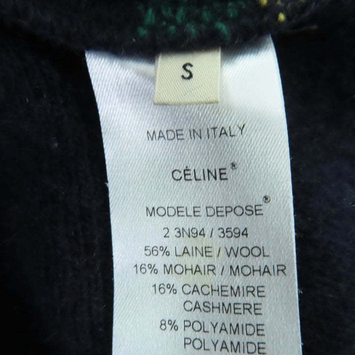 Great CELINE knit Cashmere Blend Phoebe Check Pattern Long Sleeve S 2 3N94/3594