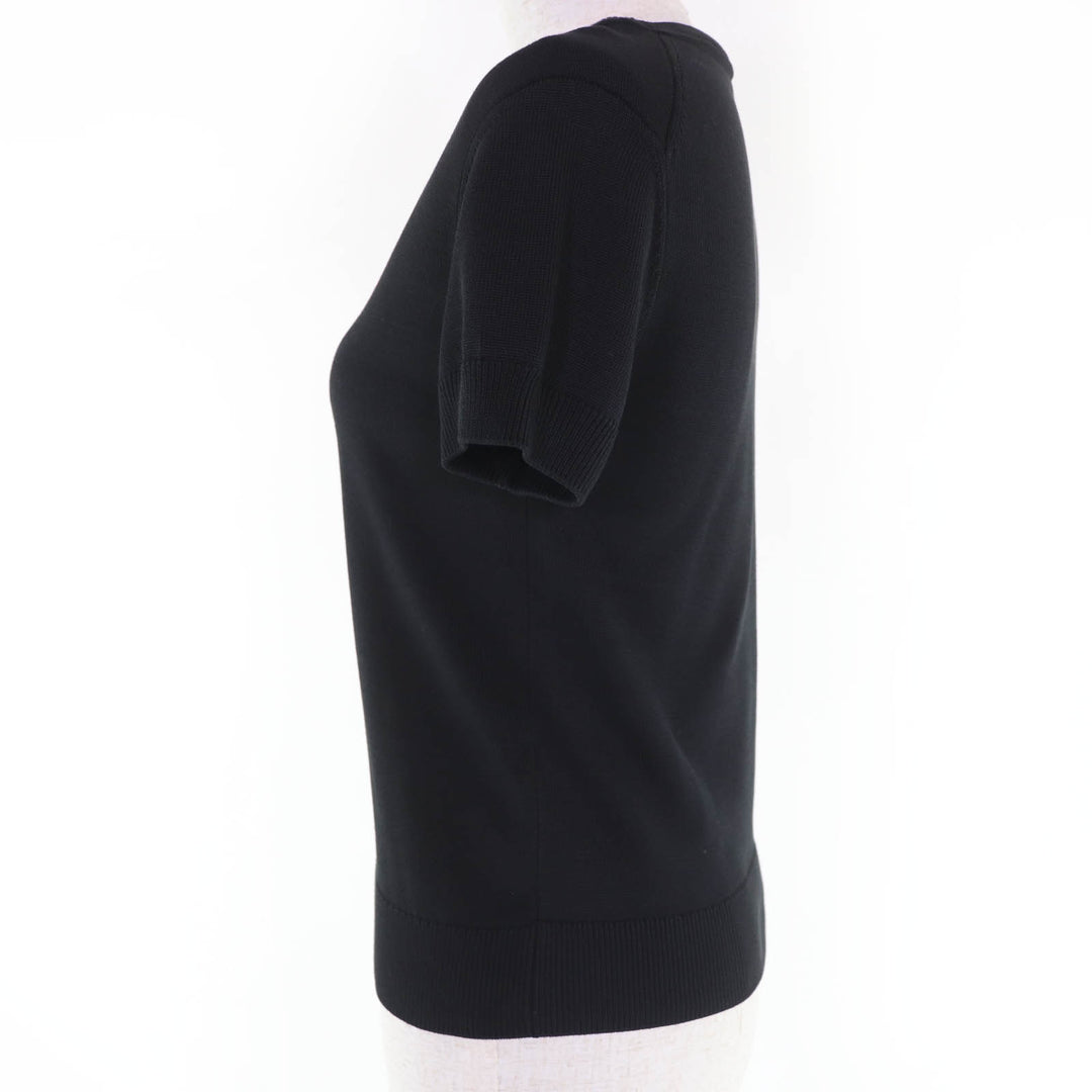 Excellent HERMES Short sleeve knit charm black Women 36 2E2603D6