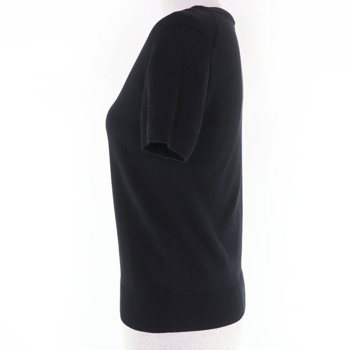 Excellent HERMES Short sleeve knit charm black Women 36 2E2603D6