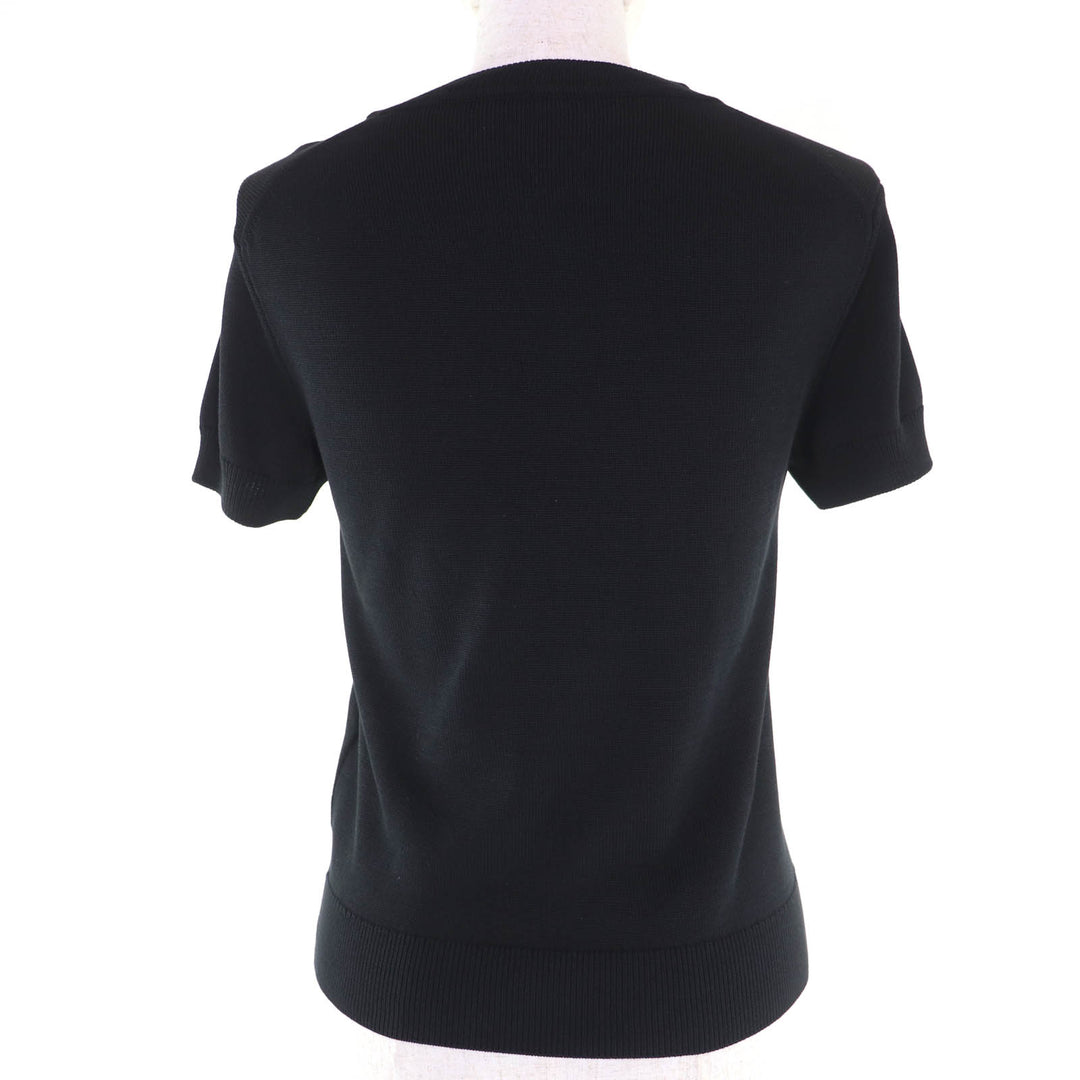 Excellent HERMES Short sleeve knit charm black Women 36 2E2603D6