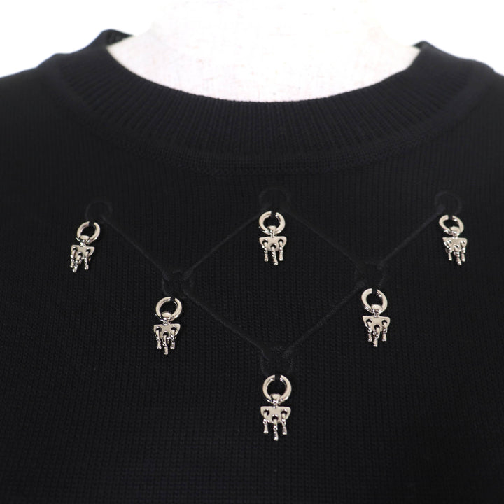 Excellent HERMES Short sleeve knit charm black Women 36 2E2603D6