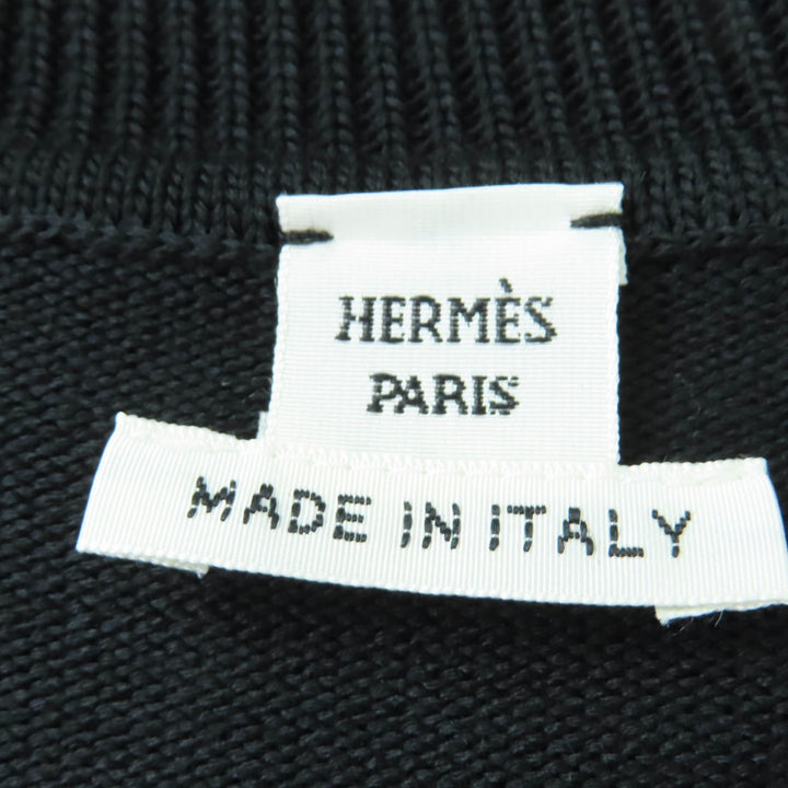 Excellent HERMES Short sleeve knit charm black Women 36 2E2603D6