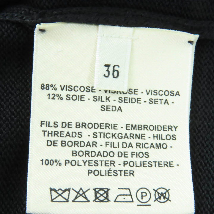 Excellent HERMES Short sleeve knit charm black Women 36 2E2603D6