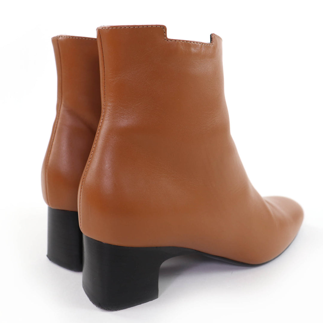Great HERMES short boots Demarche Side ZIP Leather Brown leather Women 35.5