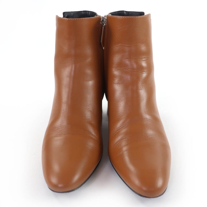 Great HERMES short boots Demarche Side ZIP Leather Brown leather Women 35.5
