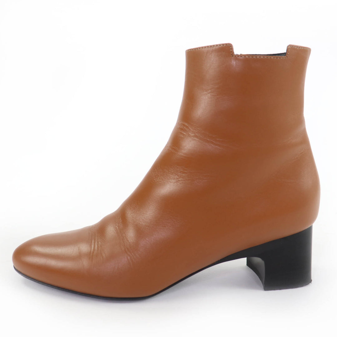 Great HERMES short boots Demarche Side ZIP Leather Brown leather Women 35.5