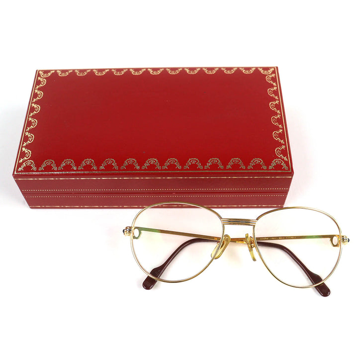 Great Cartier Glasses Trinity 2P Blue Gemstone gold mens