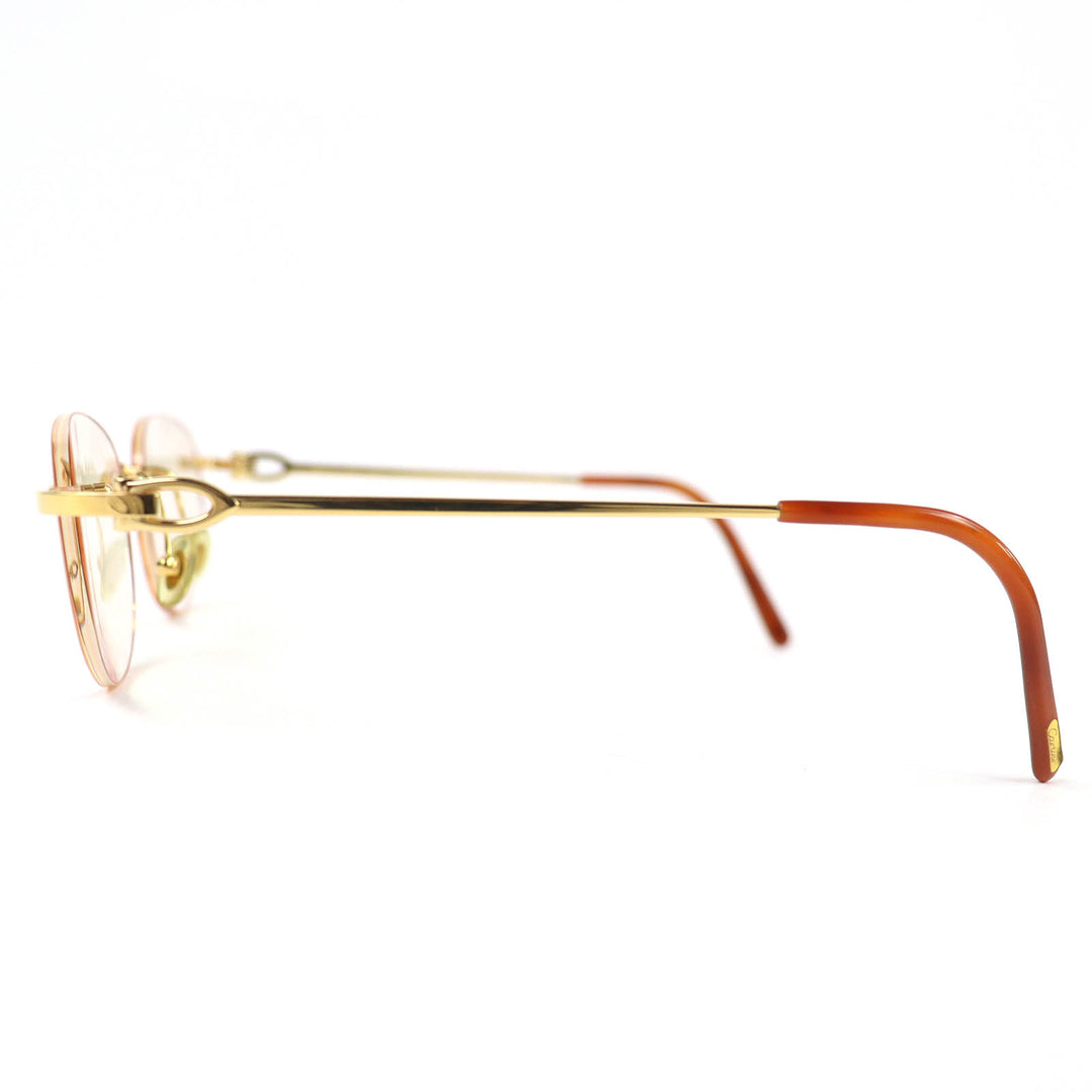 Very Good Cartier Glasses Two Point Rimless gold mens □16 135