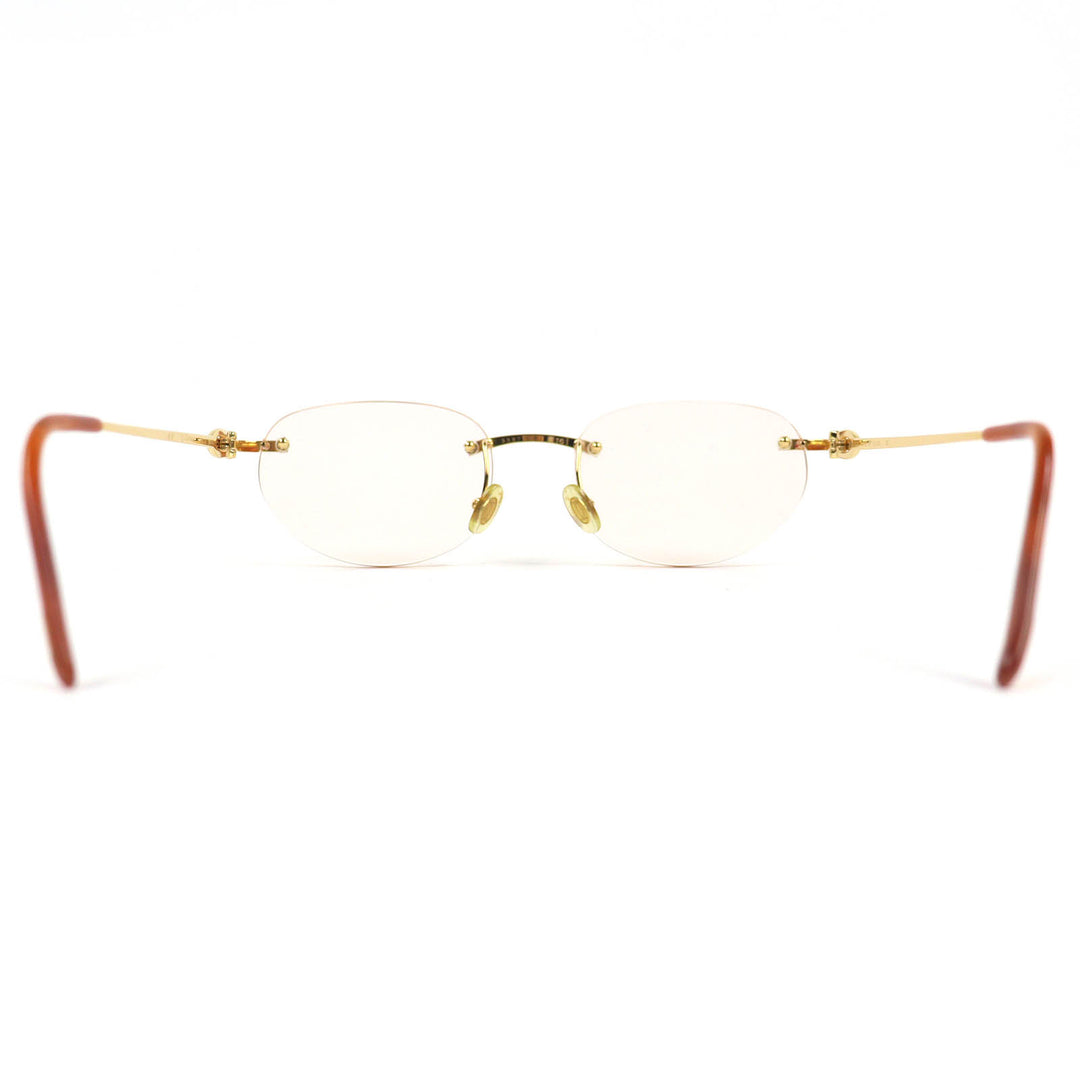 Very Good Cartier Glasses Two Point Rimless gold mens □16 135