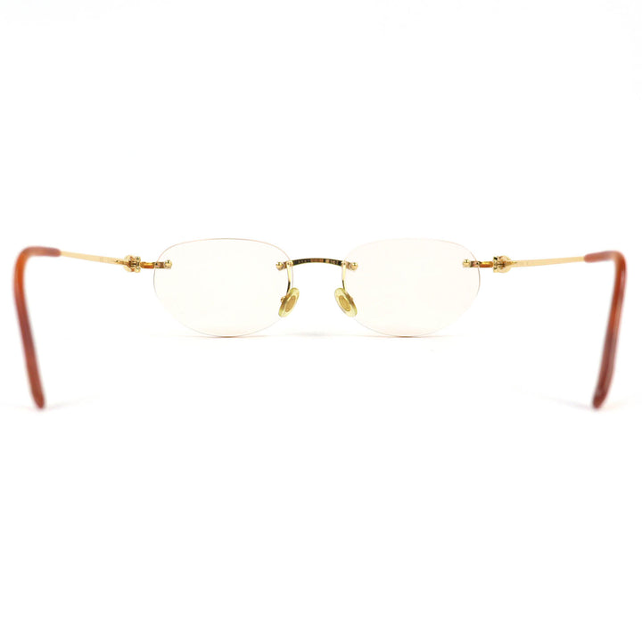 Very Good Cartier Glasses Two Point Rimless gold mens □16 135
