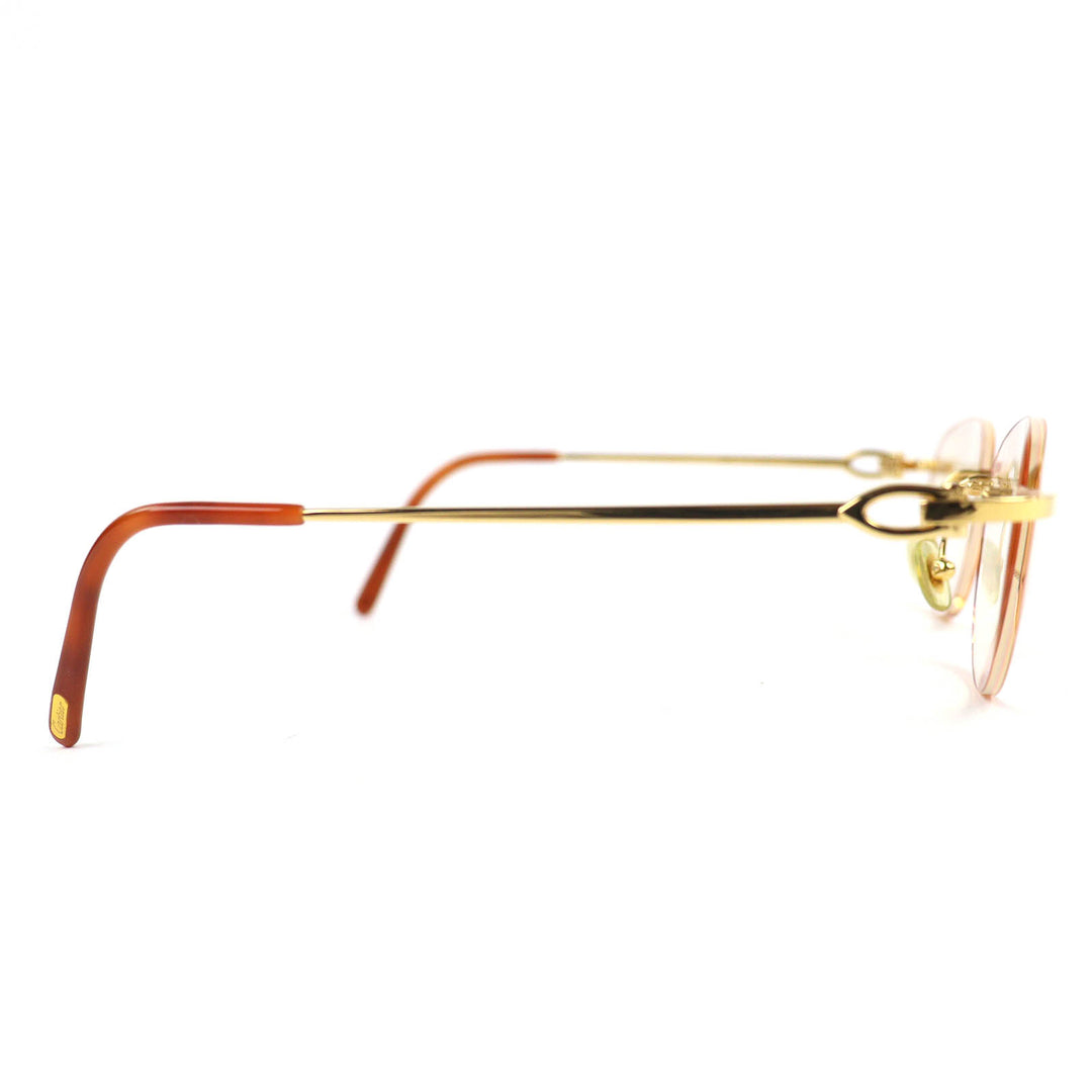 Very Good Cartier Glasses Two Point Rimless gold mens □16 135