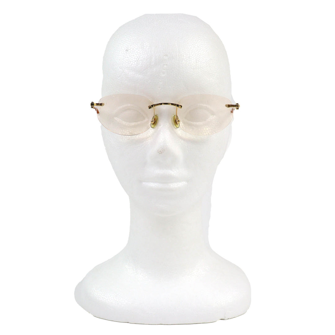 Very Good Cartier Glasses Two Point Rimless gold mens □16 135