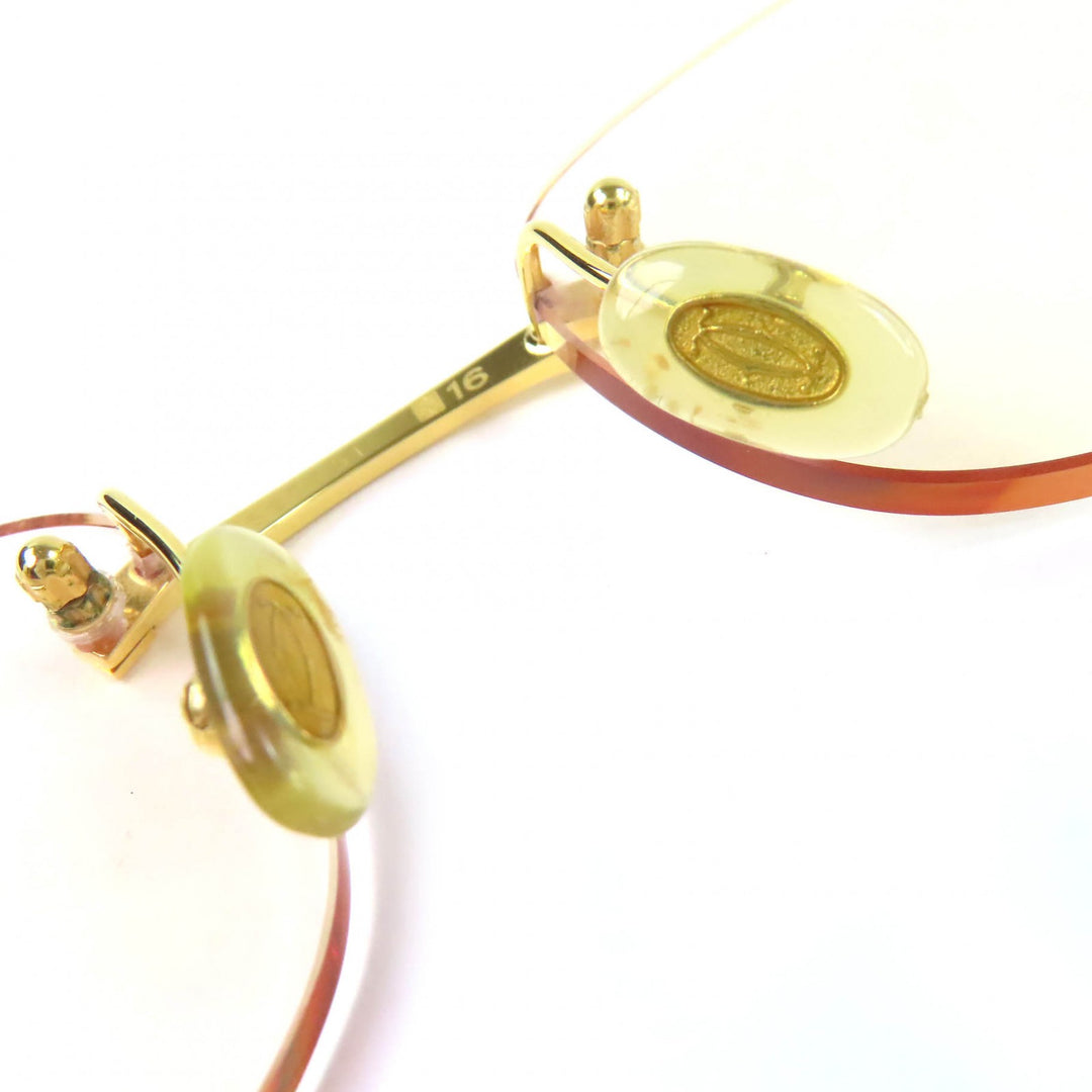 Very Good Cartier Glasses Two Point Rimless gold mens □16 135