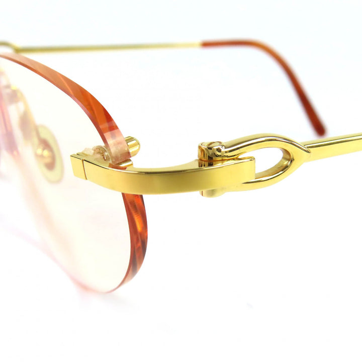 Very Good Cartier Glasses Two Point Rimless gold mens □16 135