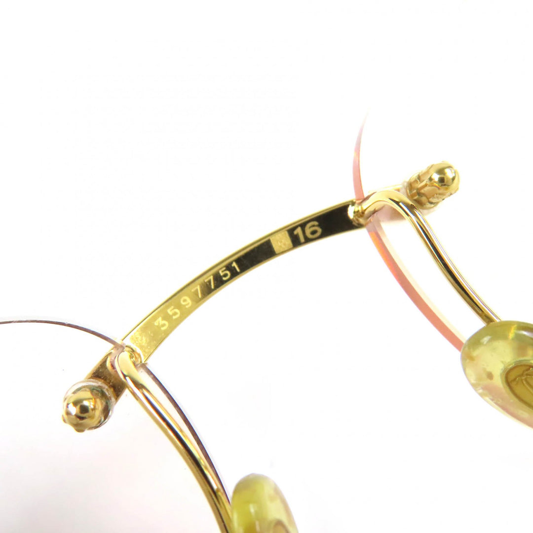 Very Good Cartier Glasses Two Point Rimless gold mens □16 135