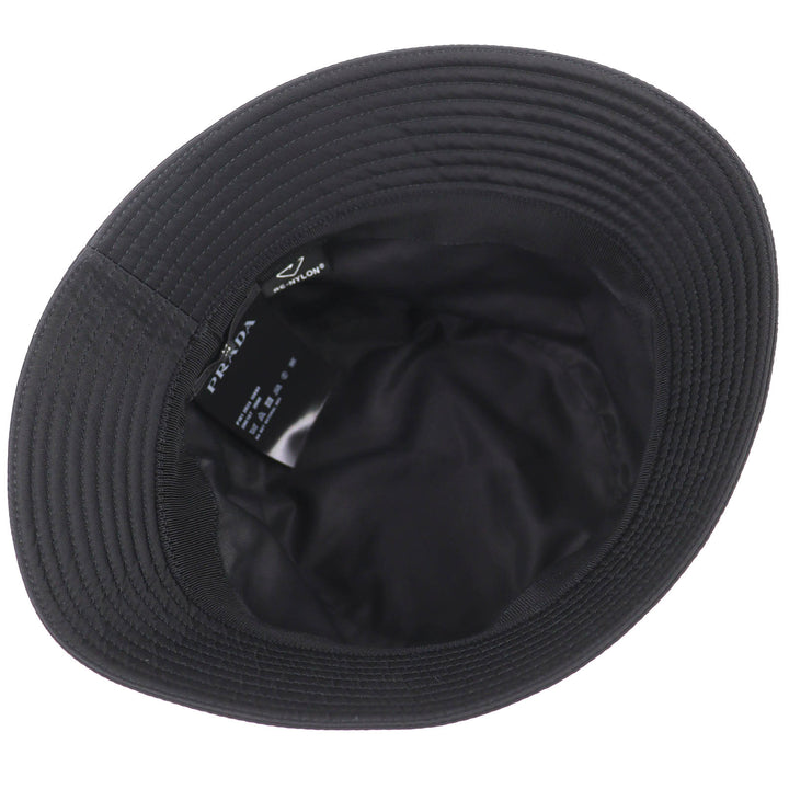 Excellent PRADA Triangle logo triangular plate RE-NYLON buckethat black M 2HC137