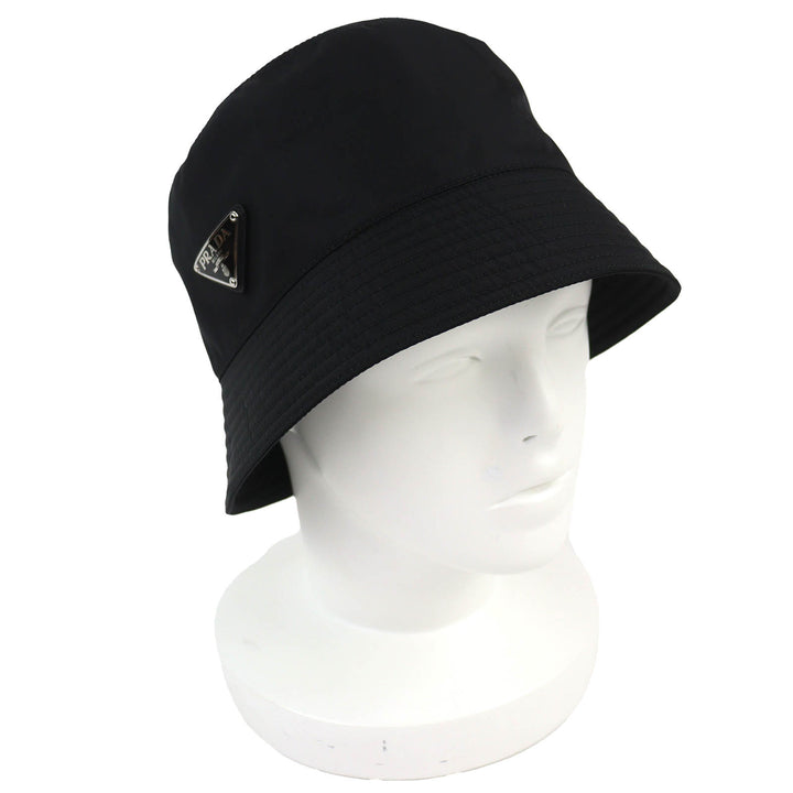 Excellent PRADA Triangle logo triangular plate RE-NYLON buckethat black M 2HC137