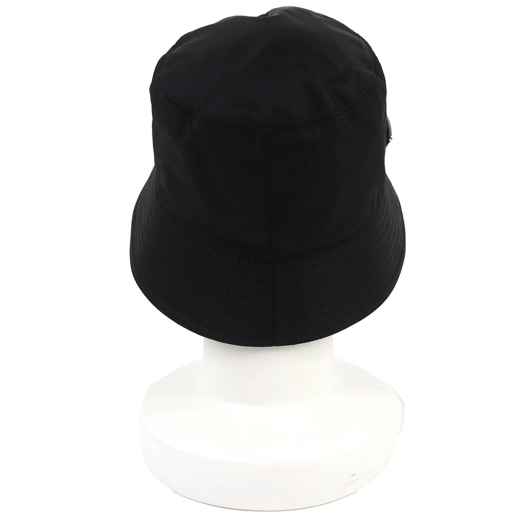 Excellent PRADA Triangle logo triangular plate RE-NYLON buckethat black M 2HC137