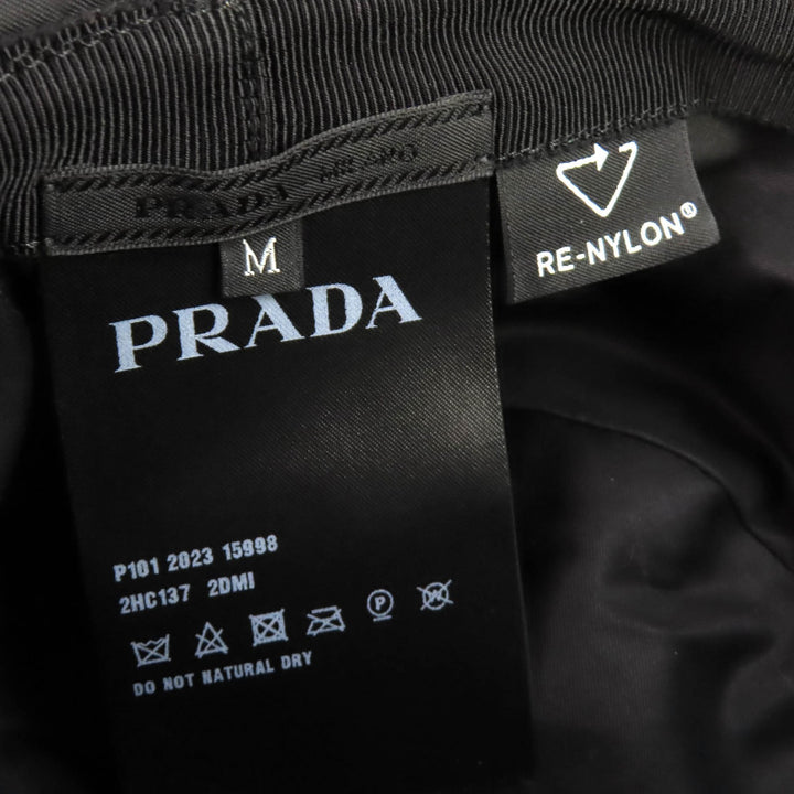 Excellent PRADA Triangle logo triangular plate RE-NYLON buckethat black M 2HC137
