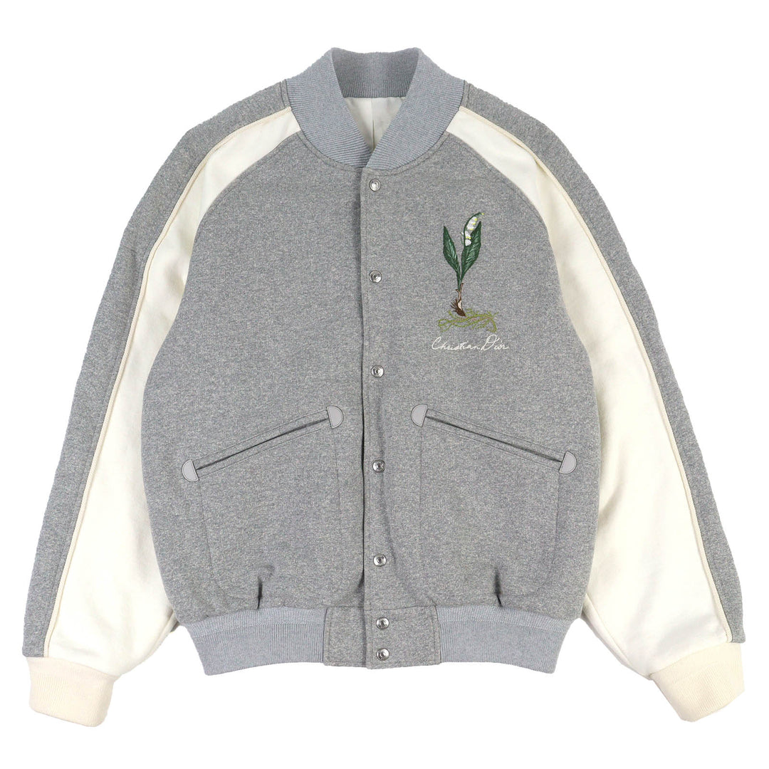Discounted Pristine DIOR Lily of the Valley Varsity Embroidered Stadium Jacket 493J434A0878