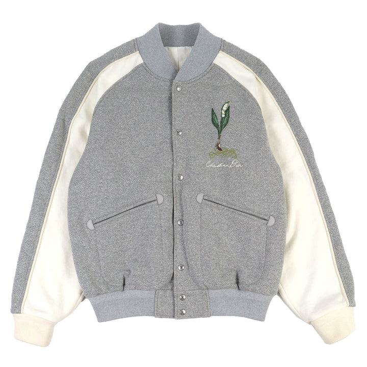 Discounted Pristine DIOR Lily of the Valley Varsity Embroidered Stadium Jacket 493J434A0878