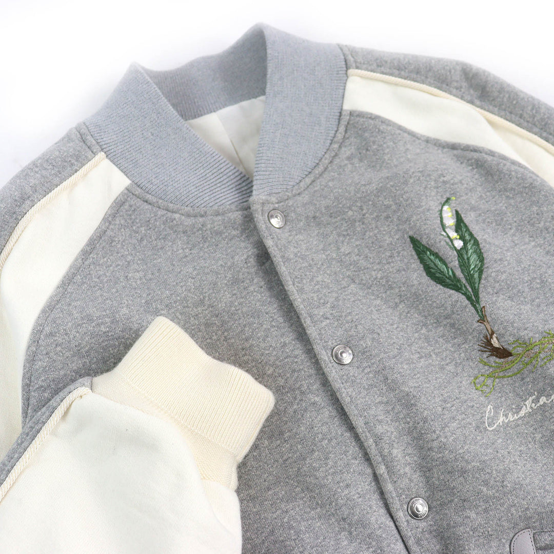 Discounted Pristine DIOR Lily of the Valley Varsity Embroidered Stadium Jacket 493J434A0878