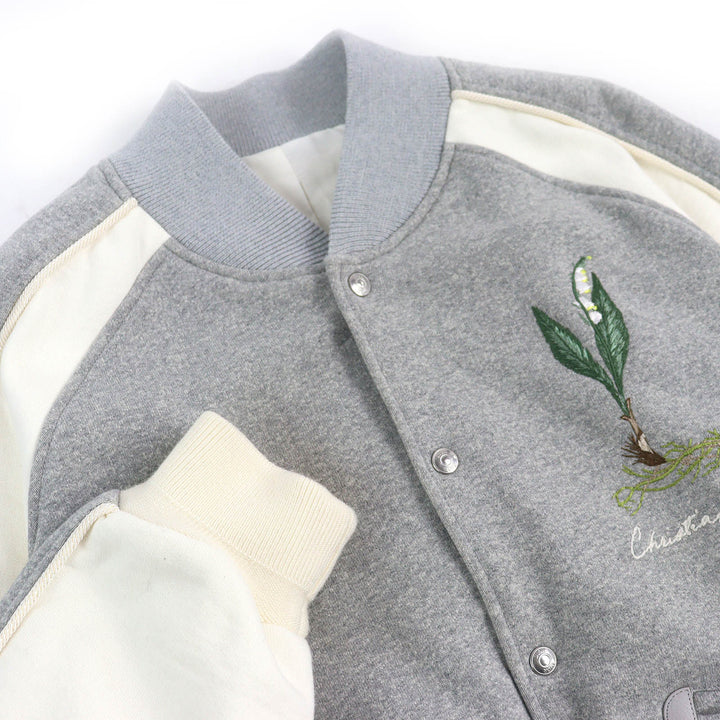 Discounted Pristine DIOR Lily of the Valley Varsity Embroidered Stadium Jacket 493J434A0878