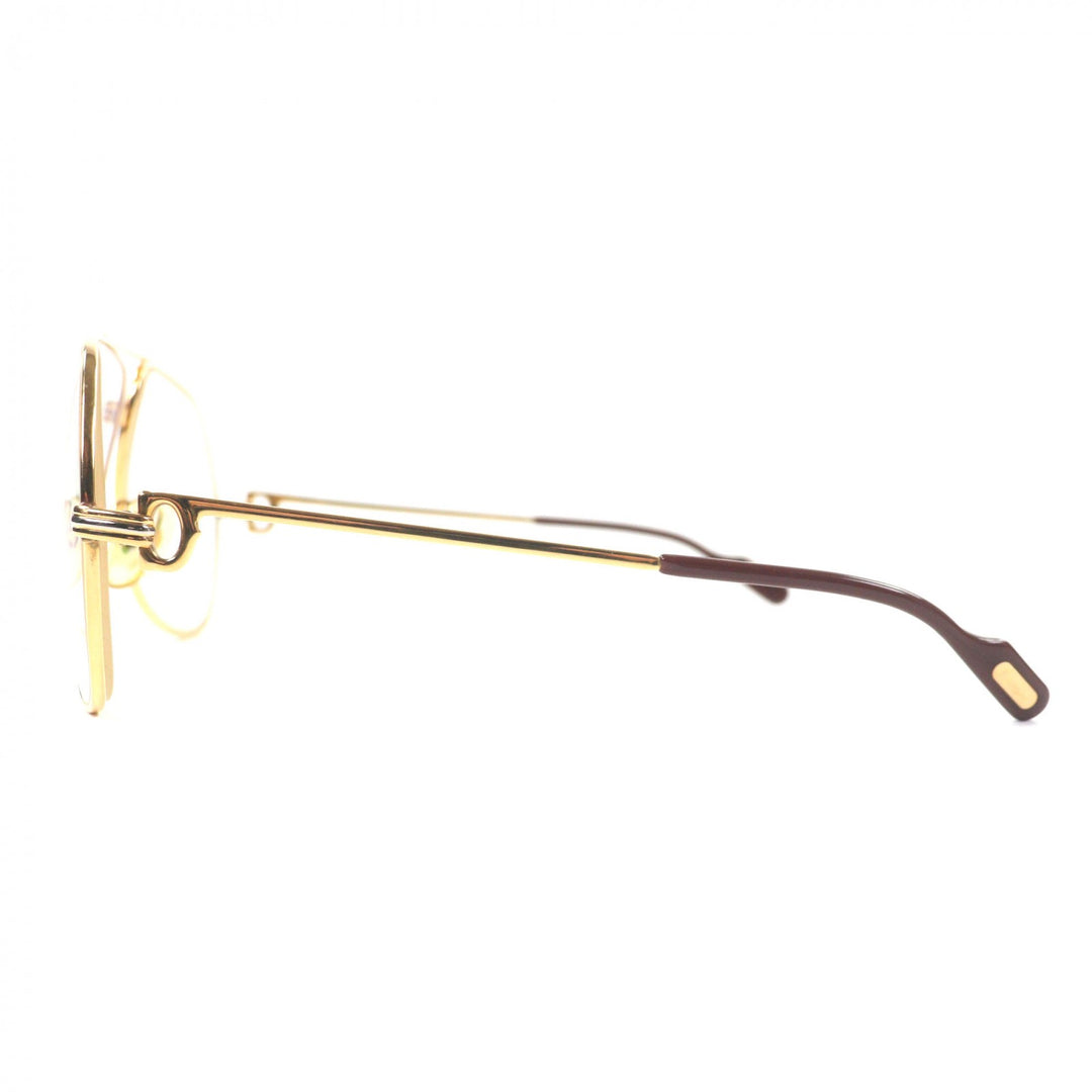 Great Cartier Glasses Trinity Two-bridge logo Metal gold ー mens