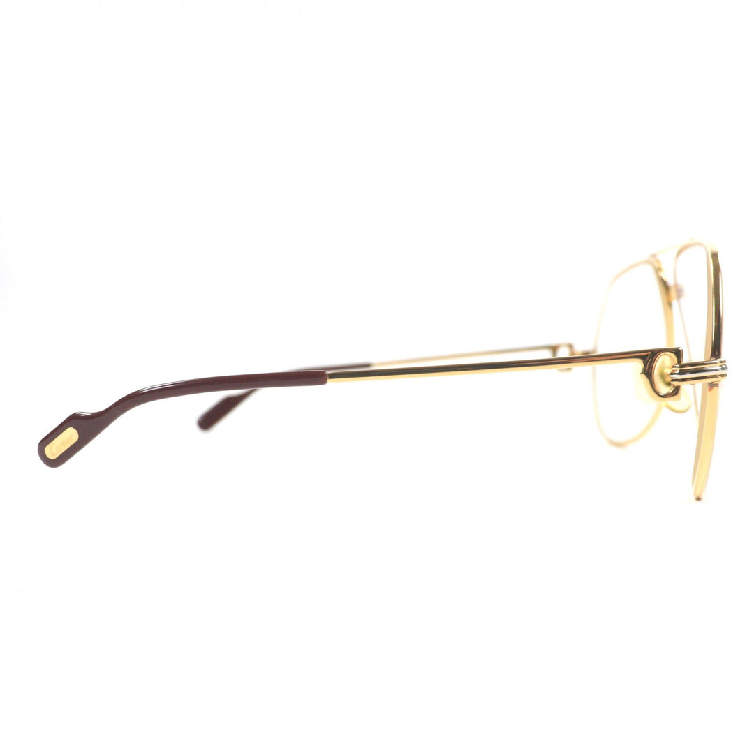 Great Cartier Glasses Trinity Two-bridge logo Metal gold ー mens