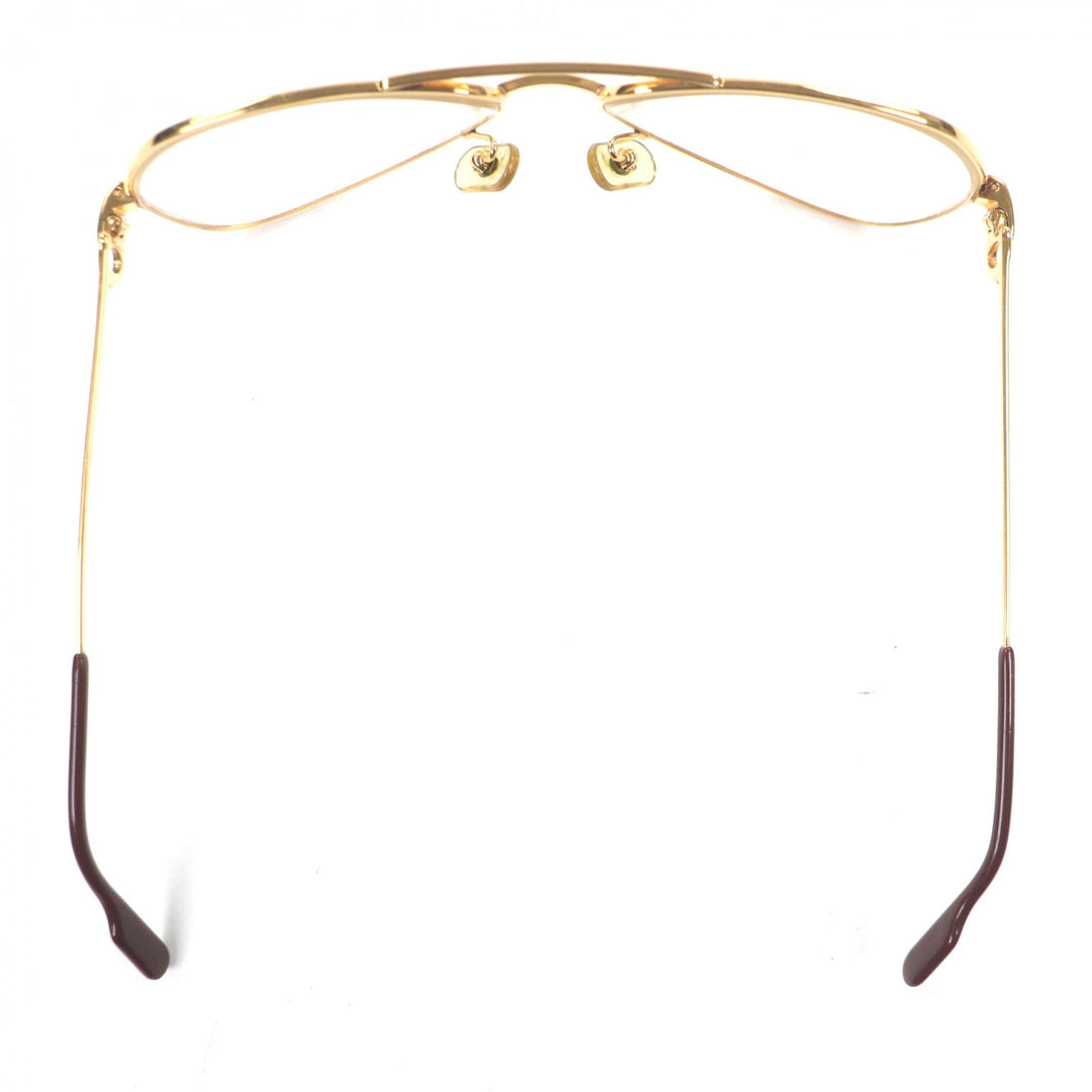 Great Cartier Glasses Trinity Two-bridge logo Metal gold ー mens